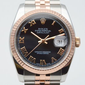 ROLEX　ロレックス　116231　デイトジャスト　M番(2007年頃)　ブラック　ステンレス×K18PG　自動巻き　オートマチック　36mm　メンズ時計　腕時計　【中古】