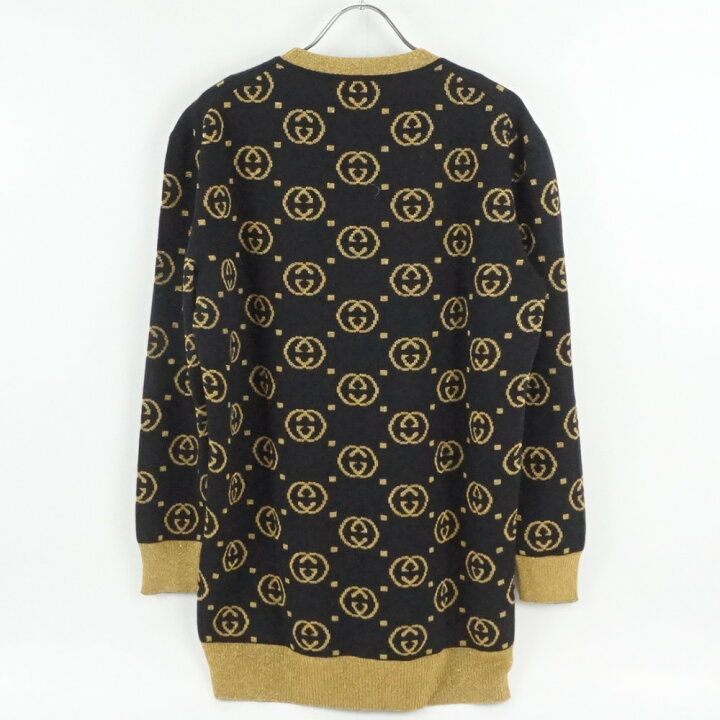 楽天市場】GUCCI グッチ 555019 GG柄ニット ブラック/ゴールド 