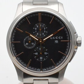 GUCCI　グッチ　YA126272　Gタイムレス クロノグラフ　ブラック　クォーツ　電池式　44mm　デイト表示　メンズ時計　腕時計　【中古】