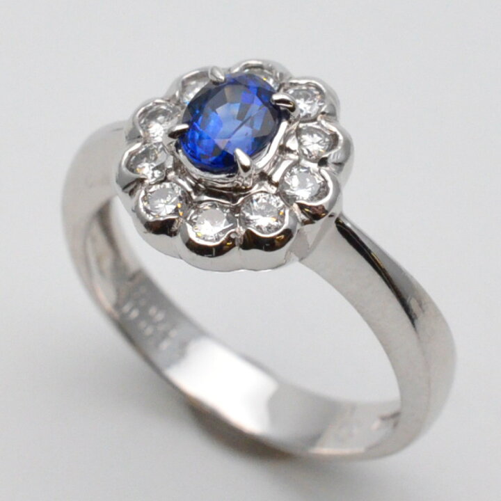 楽天市場】Pt900 サファイヤ・ダイヤリング プラチナ サファイヤ0.69ct  