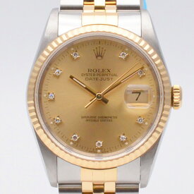 ROLEX　ロレックス　16233G　デイトジャスト　E番(1990年頃)　シャンパン　自動巻き　オートマチック　36mm　10Pダイヤ　デイト表示　メンズ時計　腕時計　【中古】
