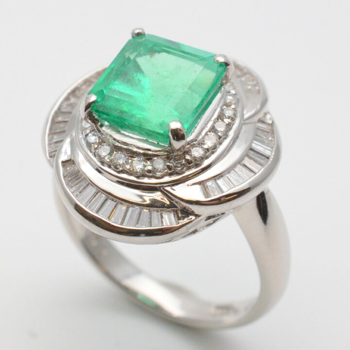 楽天市場】Pt900 エメラルド・ダイヤリング エメラルド2.90ct 