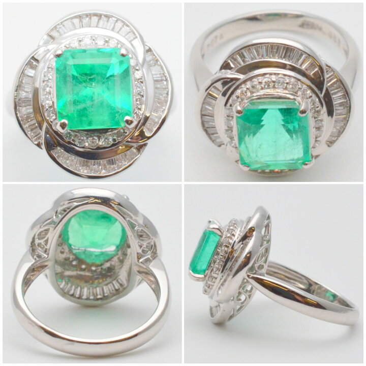 楽天市場】Pt900 エメラルド・ダイヤリング エメラルド2.90ct 