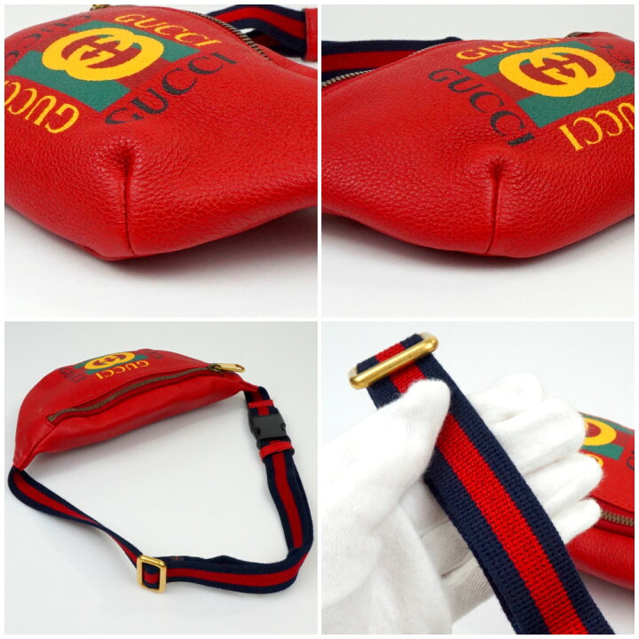 楽天市場】GUCCI グッチ 527792 ウエストバッグ レッド系 レザー 