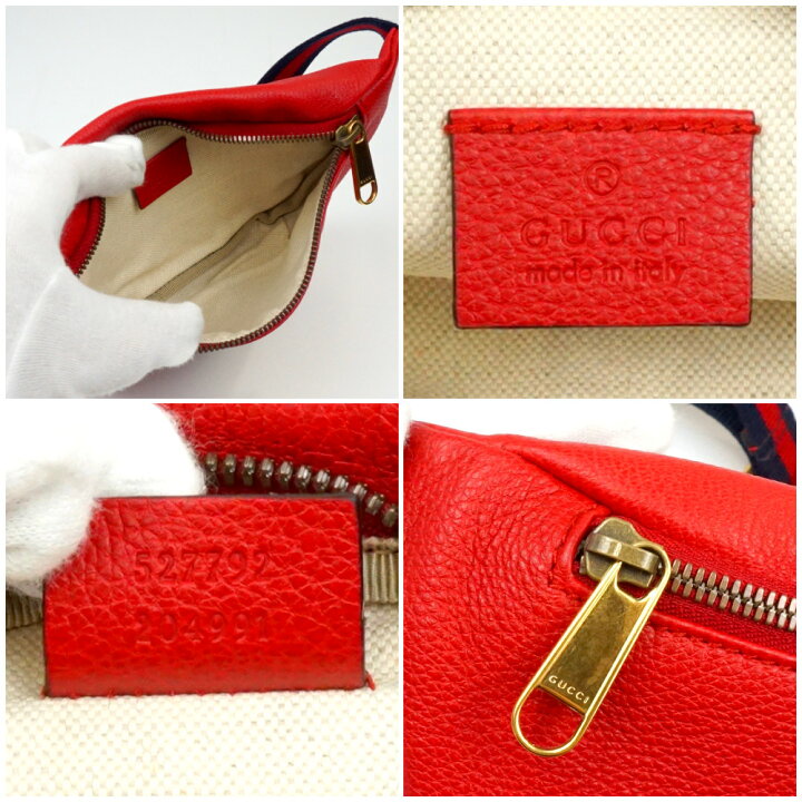 楽天市場】GUCCI グッチ 527792 ウエストバッグ レッド系 レザー 