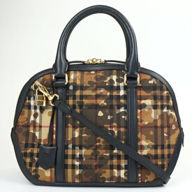 BURBERRY　バーバリー　カモフラ ノバチェック 2WAYバッグ　ブラウン系カモフラージュ　ブラック　ハンドバッグ　ショルダーバッグ　レディース　【中古】