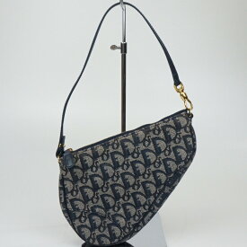 Christian Dior　クリスチャンディオール　トロッターサドルバッグ　ネイビー系　ハンドバッグ　ミニバッグ　レディースバッグ　【中古】