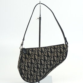 Christian Dior　クリスチャンディオール　トロッター柄 サドルバッグ　ブラック/シルバー金具　ミニバッグ　ハンドバッグ　レディース　【中古】