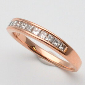 K18　ダイヤリング　ピンクゴールド　ダイヤモンド0.50ct　約15号サイズ　重量約3.1g　指輪　ジュエリー　アクセサリー　レディース　【中古】