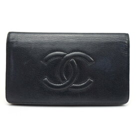 CHANEL　シャネル　A48651　2つ折り長財布　ブラック　黒　ココマーク　レザー　折り財布　レディース財布　【中古】