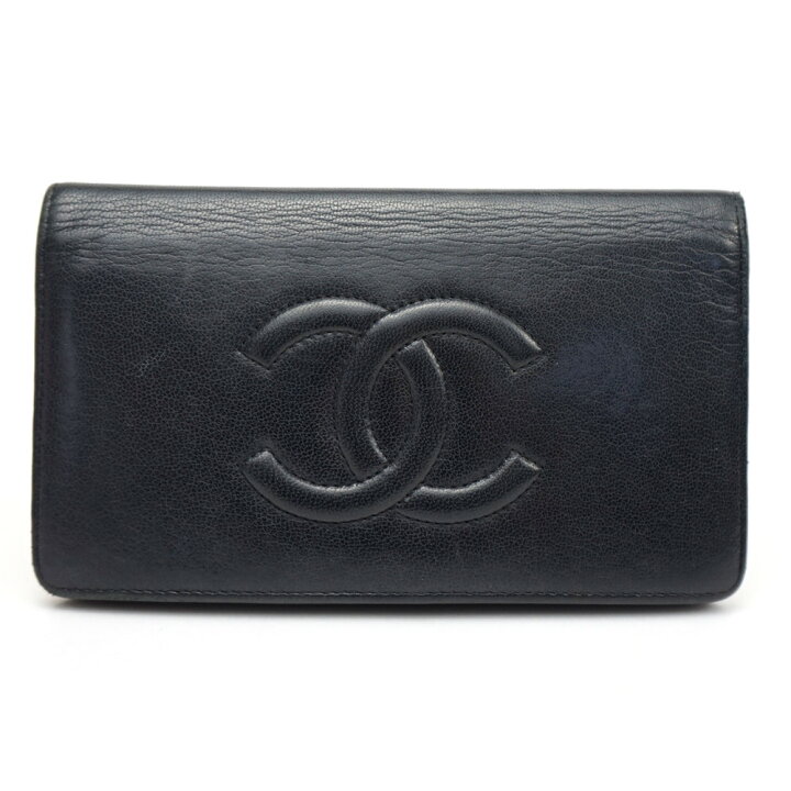 楽天市場】CHANEL シャネル A48651 2つ折り長財布 ブラック 黒 ココ 