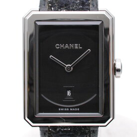 CHANEL　シャネル　H5503　ボーイフレンド ツイーディストラップ　ブラック　クオーツ　デイト表示　レザー/ツイードベルト　レディース腕時計　【中古】