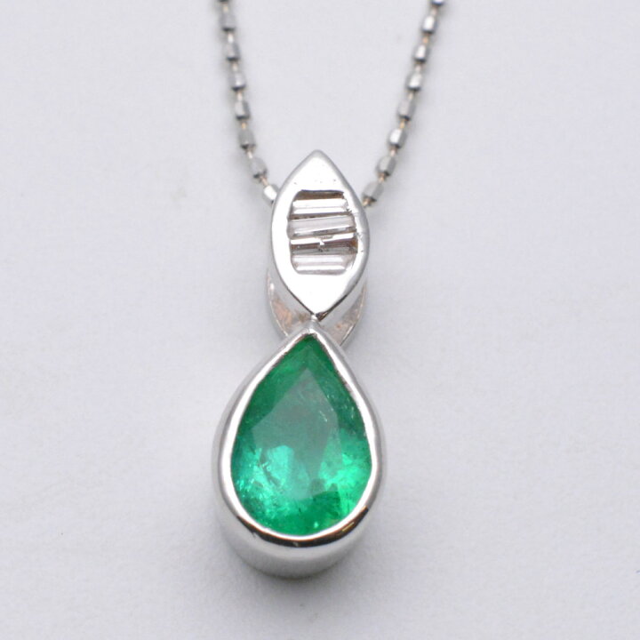 楽天市場】K18WG エメラルド・ダイヤネックレス エメラルド0.68ct 