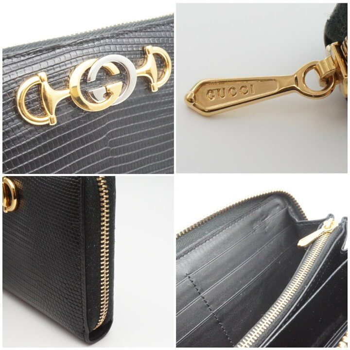 楽天市場】GUCCI グッチ 570661 ズゥミ長財布 リザード型押 ブラック  