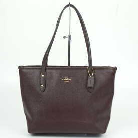 COACH　コーチ　F22967　トートバッグ　オックスブラッド　ブラウン系　茶　ゴールド金具　ショルダー　肩掛け　レディース　【中古】