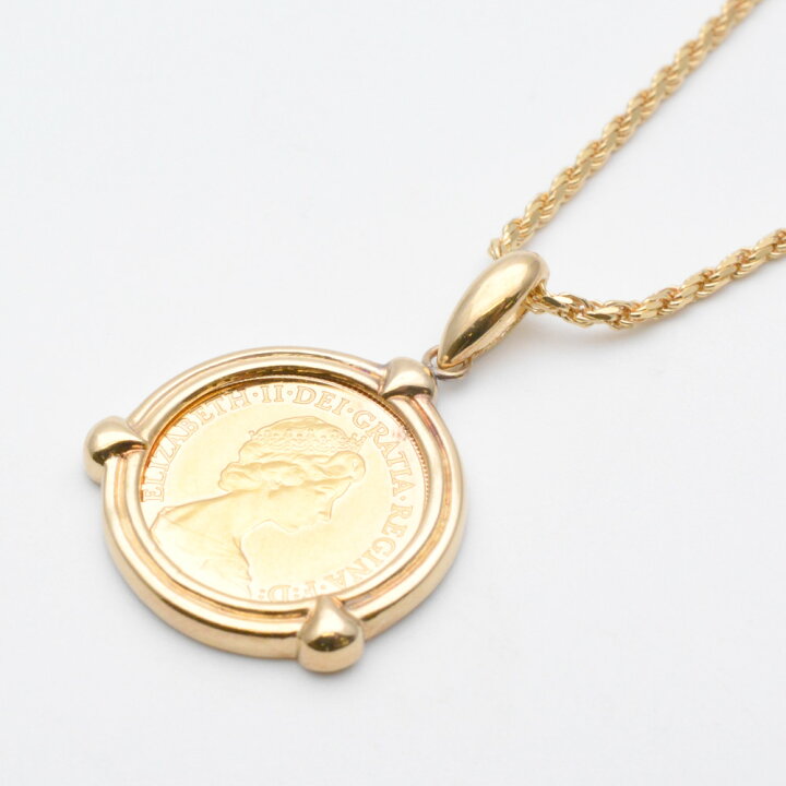楽天市場】K22/K18 コインペンダントトップ ゴールド 金 K22 1/2ポンド 
