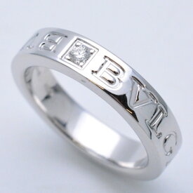 BVLGARI　ブルガリ　ダブルロゴリング 1Pダイヤ　750WG　K18　ホワイトゴールド　ダイヤモンド　約9号弱　重量約6.0g　ジュエリー　アクセサリー　指輪　【中古】