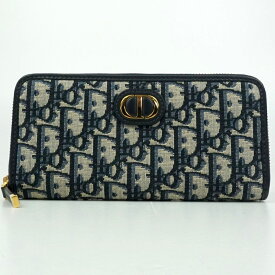 DIOR　ディオール　S2189UTZQ M928　30 Montaigne Voyageur スリムロングウォレット　ディオールオブリークジャカード　ネイビー×ベージュ系　長財布　レディース　【中古】