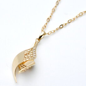 K18　透かしシェル風 2枚合わせトップチェーンネックレス　イエローゴールド　金　チェーン約60cm　重量約1.8g　首飾り　ジュエリー　アクセサリー　レディース　【中古】