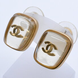 CHANEL　シャネル　01P　ココマーククリアピアス　ゴールド系　CCマーク　ジュエリー　アクセサリー　ブランドアクセ　ファッションアクセ　レディース　【中古】
