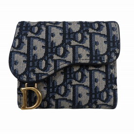 Christian Dior クリスチャン ディオール サドル ロータス ウォレット S5652CTZQ_M928 オブリーク ジャカード ブルー ゴールド金具【程度A】【中古】
