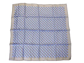 【新品同様】HERMES エルメス カレ70 スカーフ シルク100% グレー×ブルー 【程度S】【中古】