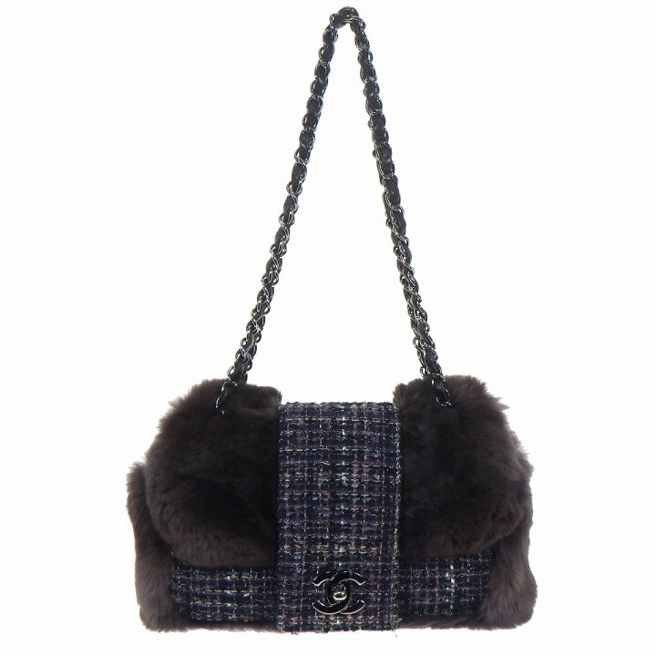 楽天市場】CHANEL シャネル ココマーク ファー×ツイード チェーン 