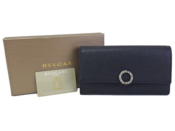 ブルガリ BVLGARI 二つ折り長財布 ロゴクリップ ブラック グレイン 