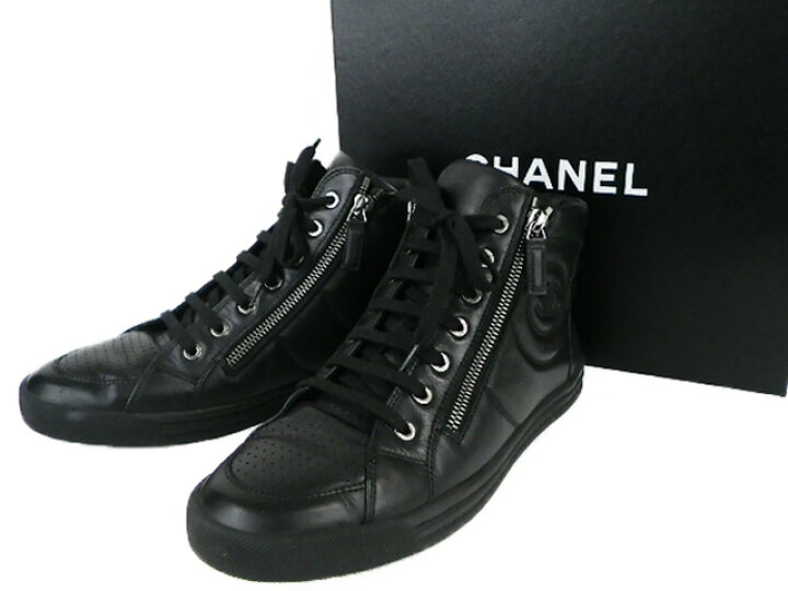 楽天市場】CHANEL シャネル サイドジップ ハイカット スニーカー 16C  