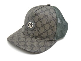 GUCCI グッチ 733927 4HAXN GGスプリームキャンバス ベースボールキャップ グレー 帽子 XLサイズ【程度A】【中古】