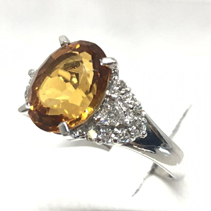 楽天市場】シトリン メレダイヤ D0.35ct リング 指輪 Pt900 プラチナ 