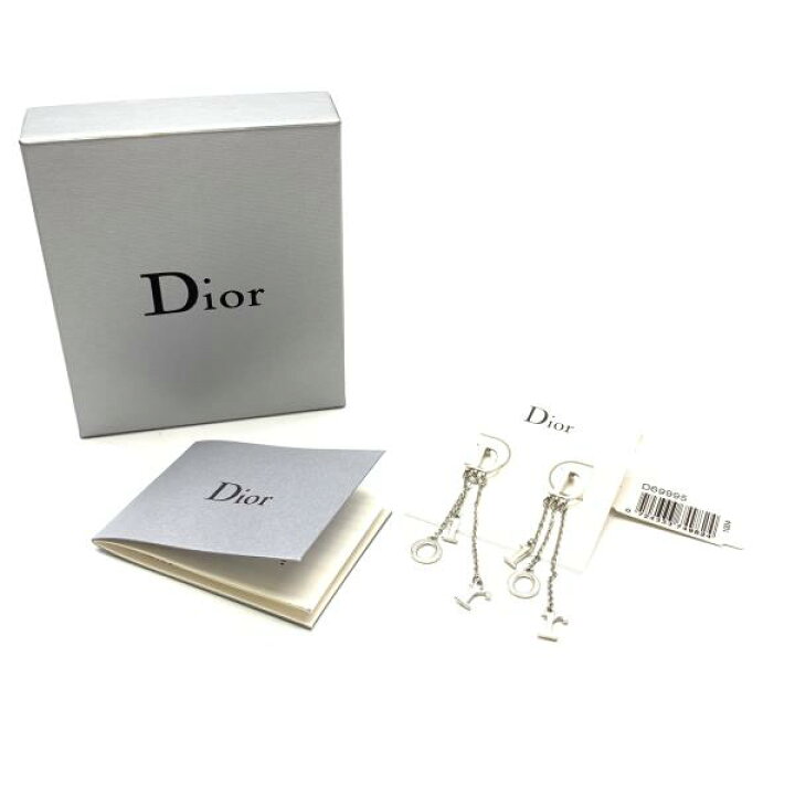 楽天市場】Dior ディオール ロゴ ピアス スタッド チェーン シルバー 