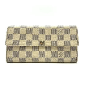 LOUIS VUITTON ルイヴィトン N61735 ボルトフォイユ サラ 長財布 ダミエアズール 白 ホワイト イニシャル S.H コインケース 管理RY23003387