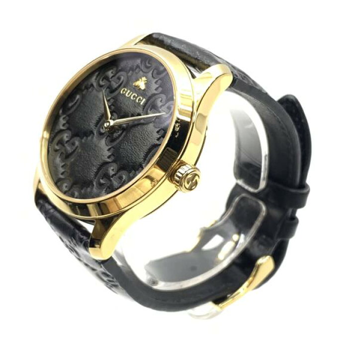 楽天市場】GUCCI グッチ 腕時計 126.4 Gタイムレス 黒文字盤 革ベルト 