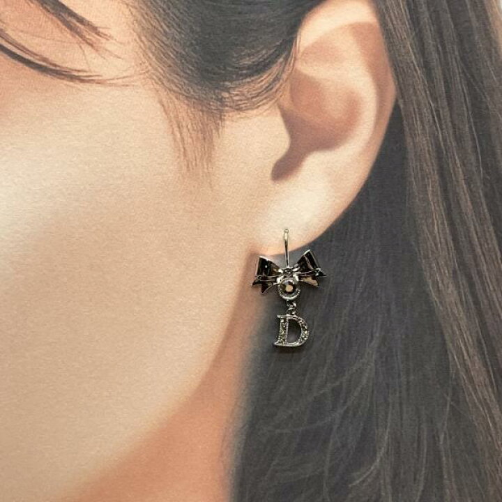 楽天市場】Dior ディオール ピアス フック ラインストーン リボン 