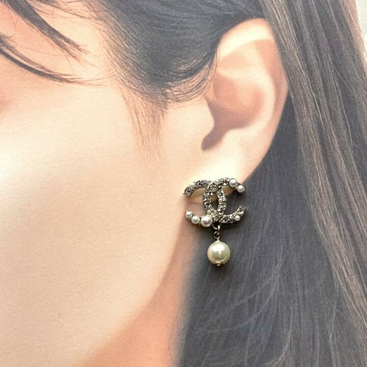 楽天市場】CHANEL シャネル ココマーク パール ピアス ラインストーン 