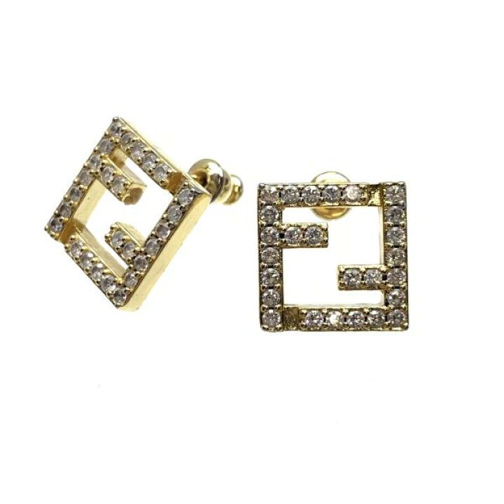 楽天市場】FENDI フェンディ ラインストーン ピアス ロゴ スタッド 