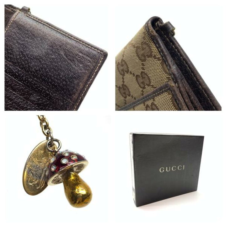 楽天市場】GUCCI グッチ 二つ折り 財布 GGキャンバス レザー キノコ 
