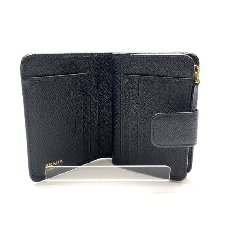 楽天市場】PRADA プラダ 1ML018 サフィアーノ 二つ折り 財布 黒 
