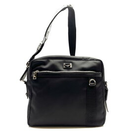 D&G ドルチェ&ガッバーナ ドルガバ ショルダーバッグ 斜め掛け ナイロン 黒 ブラック ロゴストラップ ファスナー メンズ 管理RY25001261