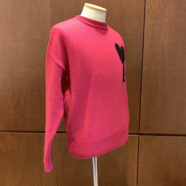 ami paris アミパリス アミパリ セーター UKS002 セーター XSサイズ ピンク クルーネック ニット ハートロゴ ウール メンズ 管理RY25001269 かんてい局名古屋錦三丁目・緑店
