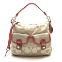 COACH コーチ 19866 ハンドバッグ ショルダーバッグ 2WAY ファスナー開閉 ベージュ ピンク シグネチャー レディース かばん 管理RY25001486