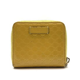 GUCCI グッチ 449395 二つ折り 財布 コンパクトウォレット 黄色 イエロー 小銭入れ コインケース 型押し レディース 管理RY25001921