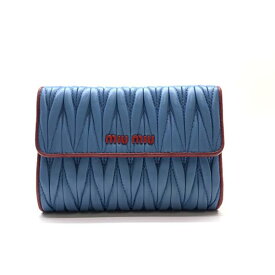 MIUMIU ミュウミュウ 5MH015 マテラッセレザー コンパクト 財布 コインケース ブルー レッド 青 赤 ギャザー レディース 管理RY25005139