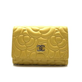 CHANEL シャネル キーケース キーリング カメリア ココマーク 黄色 イエロー レザー 4連 シルバー金具 レディース 管理RY25005393