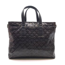 COACH コーチ 70253 ビジネスバッグ トートバッグ ダークブラン 茶色 オプ アート レザー ファスナー開閉 メンズ 管理RY25004935