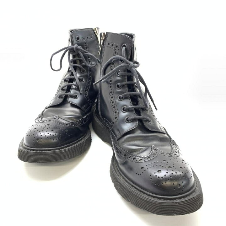 楽天市場】PRADA プラダ 2TG012 ウイングチップ ジップアップ ブーツ 