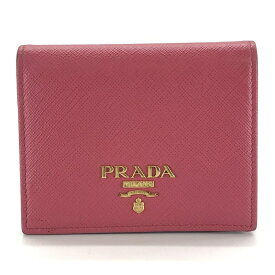 PRADA プラダ 1MV204 サフィアーノ レディース 二つ折り財布 レザー PEONIA ピンク コンパクトウォレット 管理YK29559