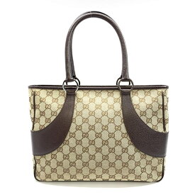 GUCCI グッチ 113011 GGキャンバス トートバッグ ハンドバッグ ベージュ ブラウン レザー レディース ファスナー開閉 通勤通学 管理RT33746