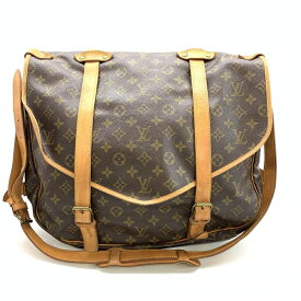 LOUIS VUITTON ルイヴィトン M42252 ソミュール43 ショルダーバッグ モノグラム ブラウン 両開き ベルトと金具開閉 管理HS37303